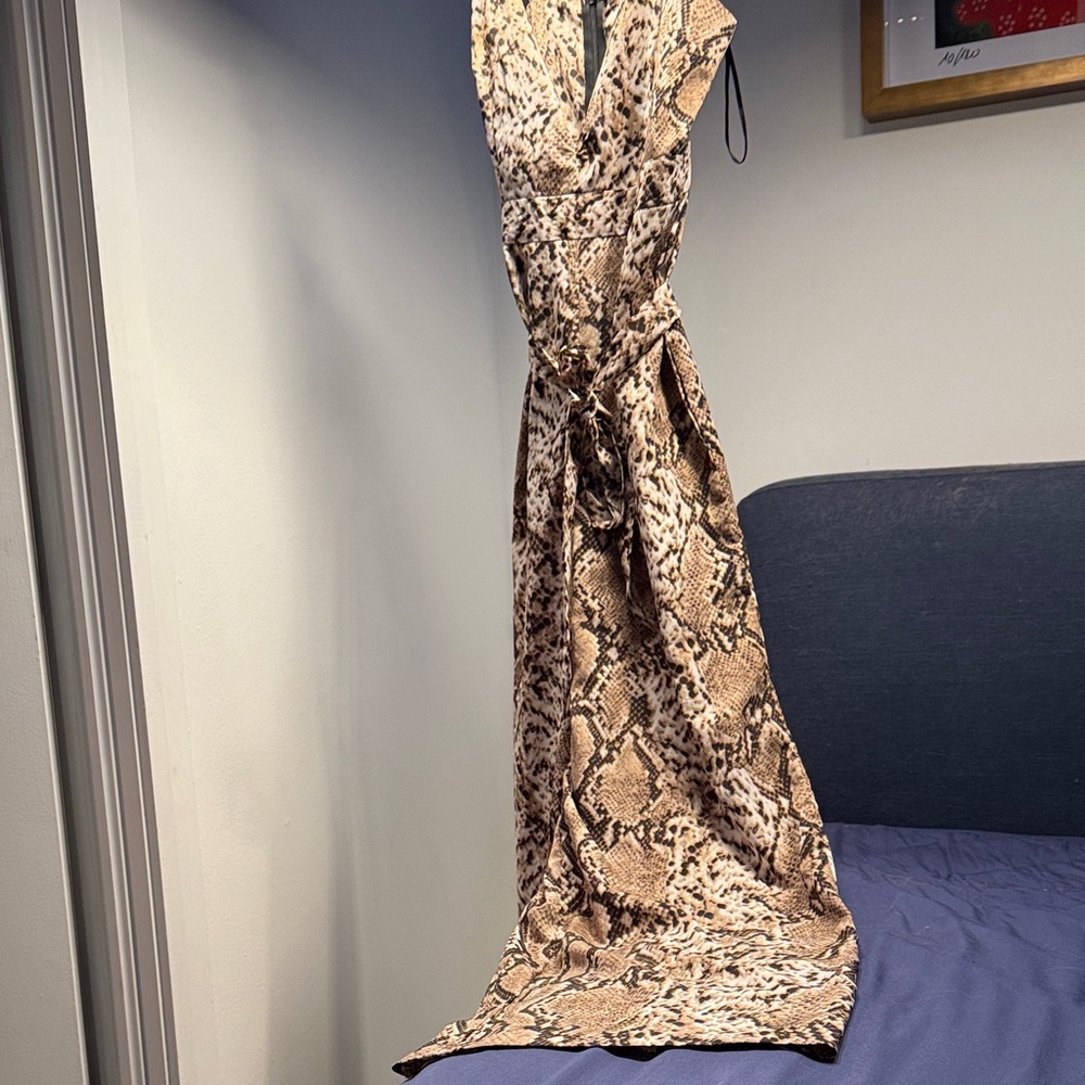 Elegant Snake Print Maxi Dress